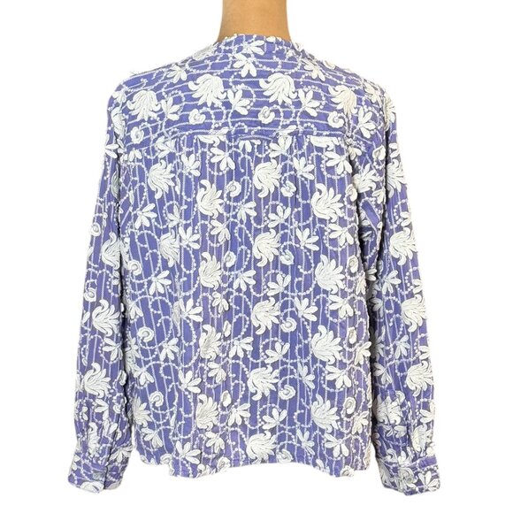 Anthropologie Pilcro Embroidered Floral Blouse SZ M Long Sleeve Cottage Boho - Picture 3 of 13